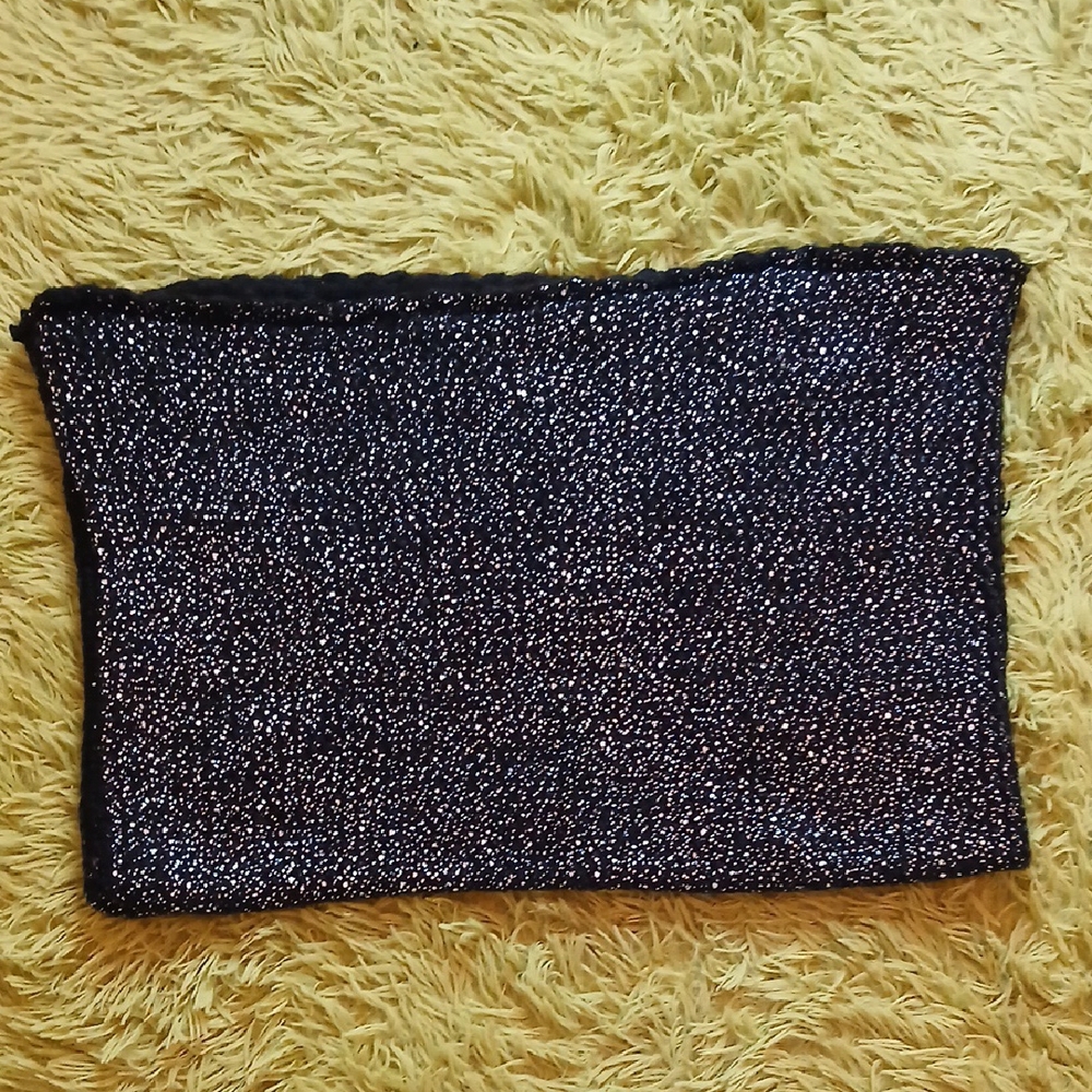 Cowl Infinity Black Glitter Scarf OS